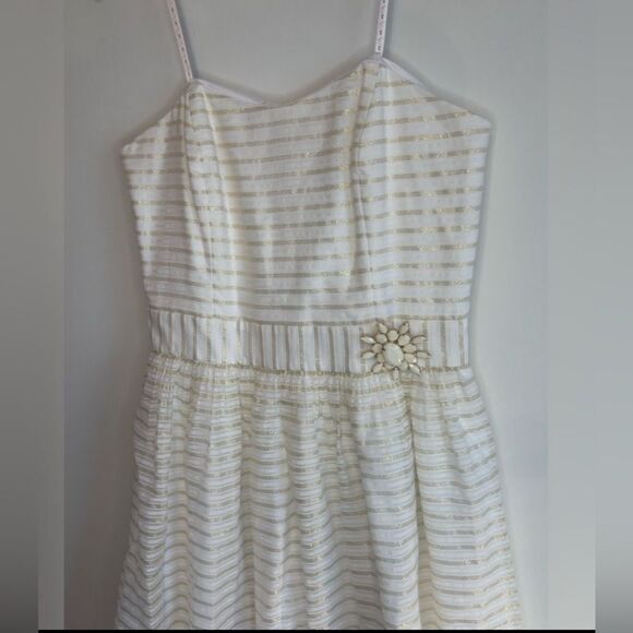 Lilly Pulitzer NWT white/gold metallic strapless Kerry dress Size 6 - Picture 10 of 10